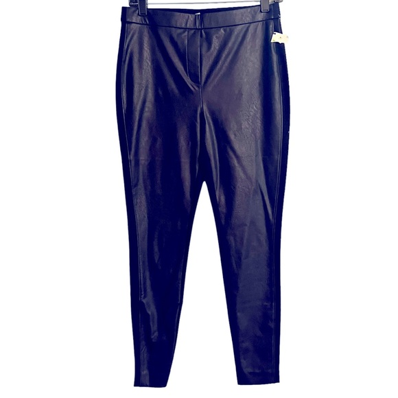 Chico’s Faux-Leather Front Ponte Navy BLUE Leggings NEW Sz 4 women - Picture 4 of 16